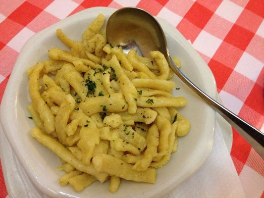 Spaetzle Dumplings Photo by Qwerty Binary, CC BY-SA 3.0 <https://creativecommons.org/licenses/by-sa/3.0>, via Wikimedia Commons