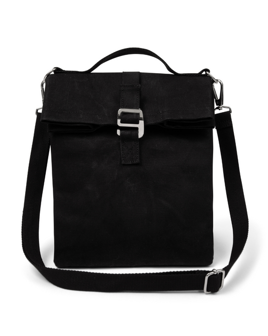 Lunch Tote with Bar Buckle, Top Handle + Shoulder Strap